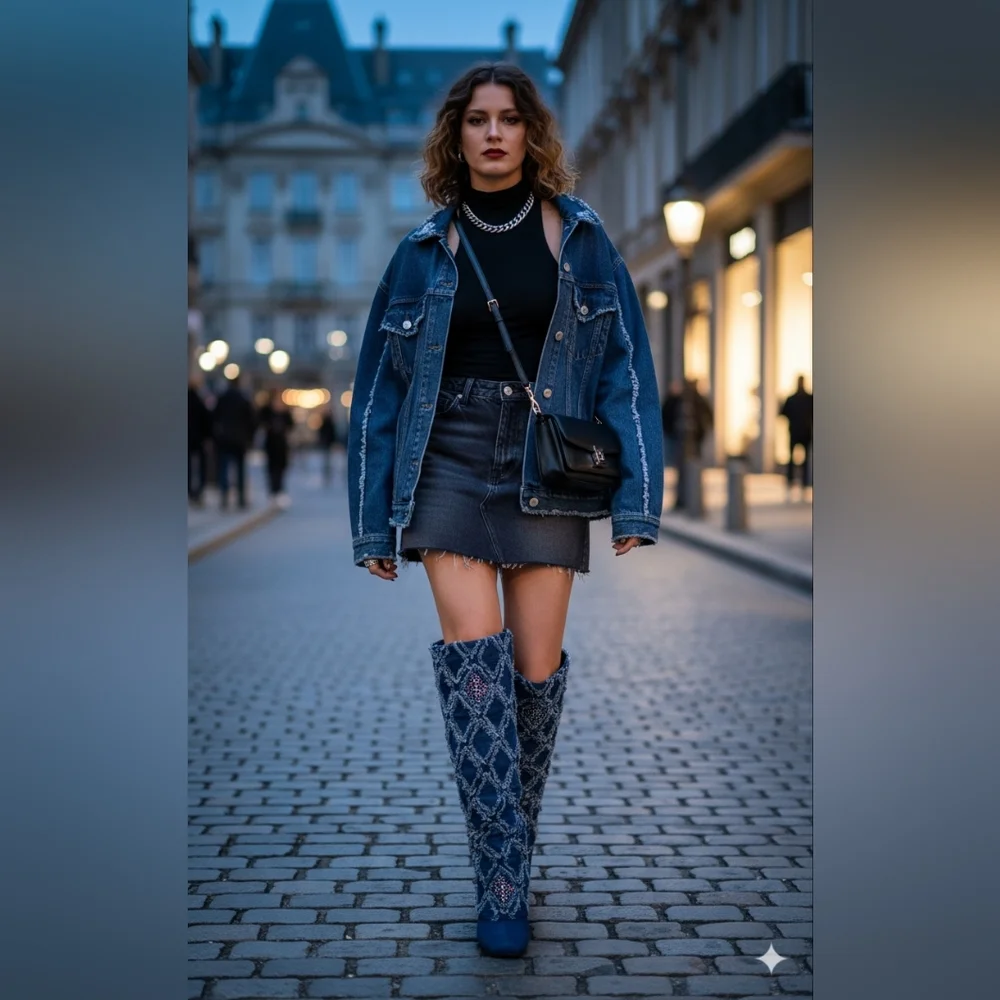 Cape Robbin Blue Denim Over-the-Knee Boots